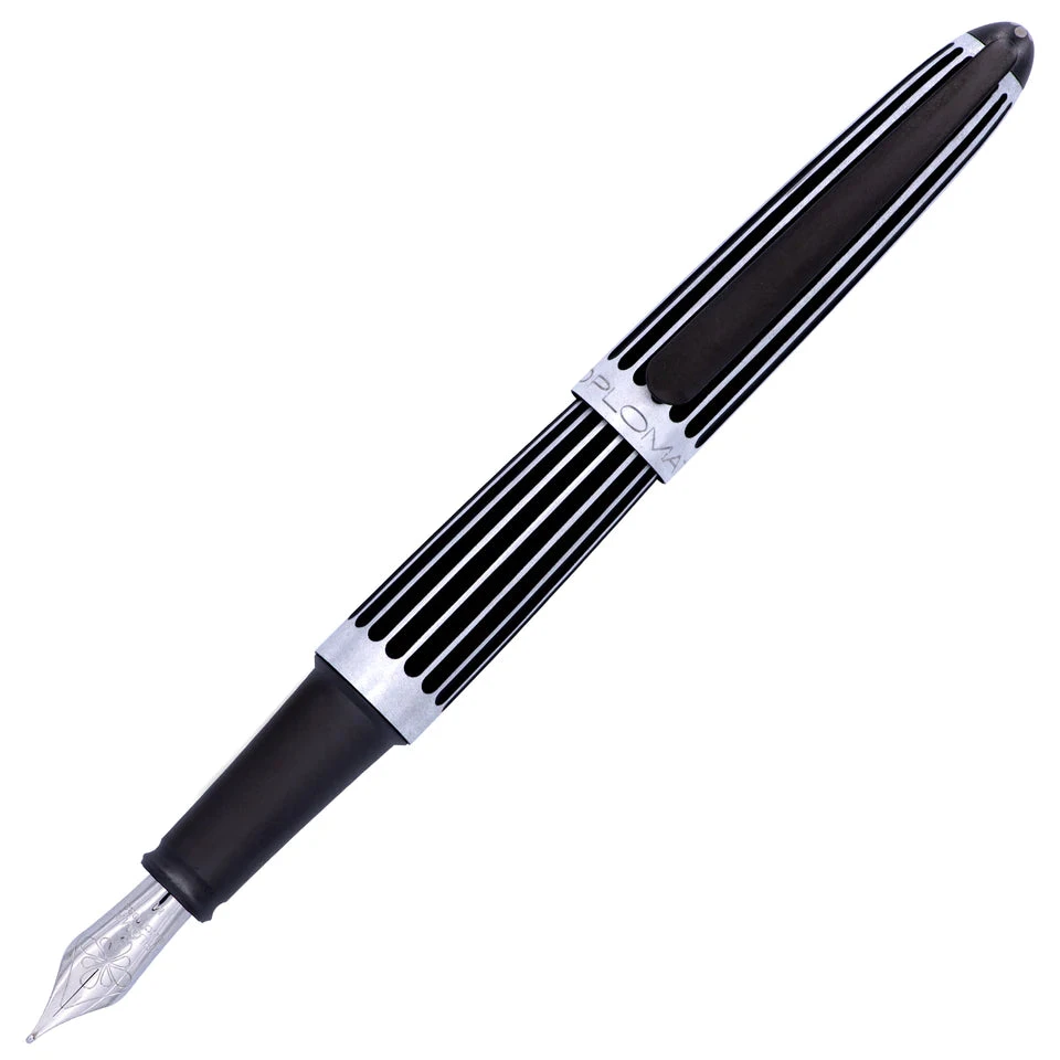 Diplomat Aero Stripes Black Fountain Pen, 14kt Gold