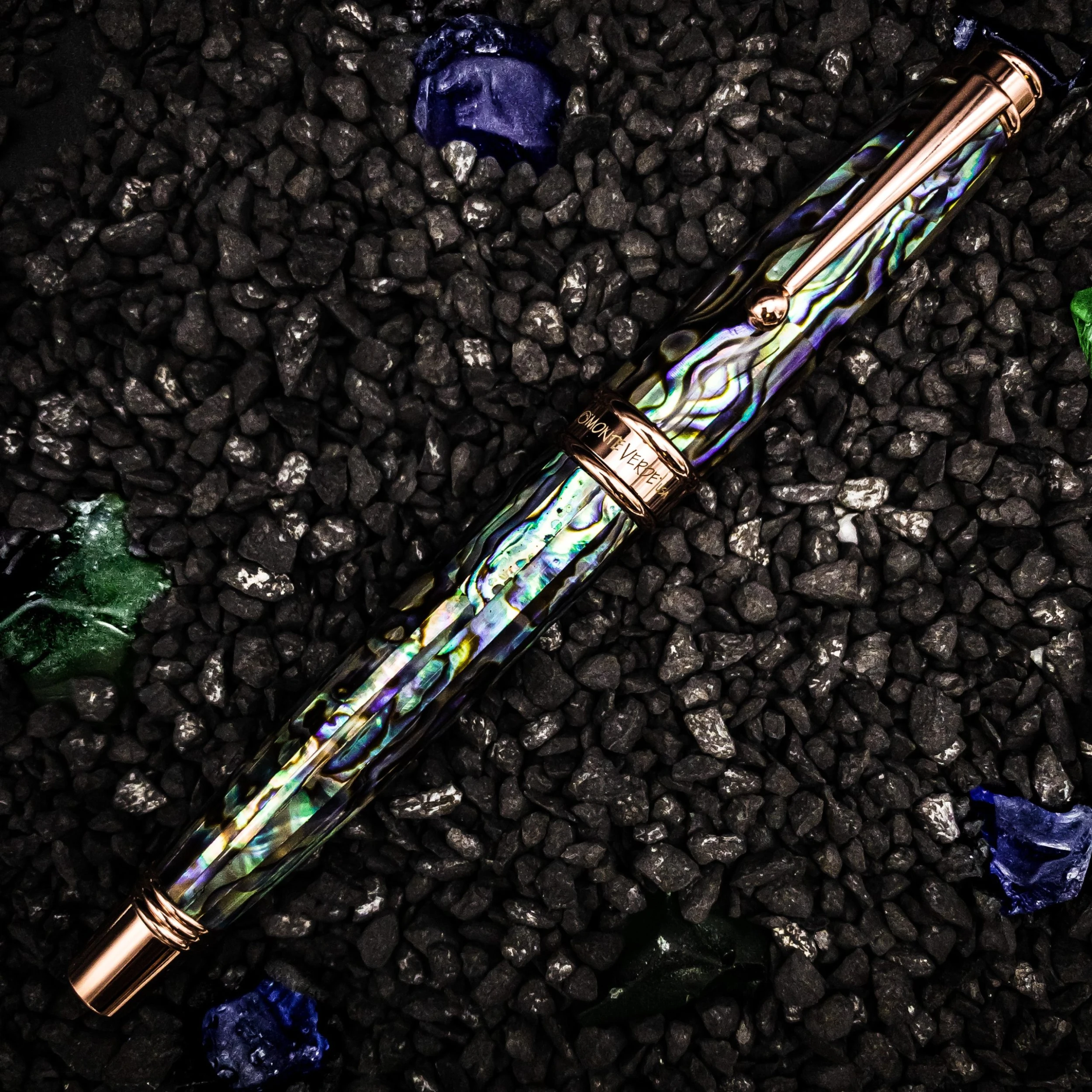 Monteverde Invincia Limited Edition Abalone Shell Rollerball Pen, Rose Gold Trim - Image 2