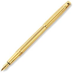 Caran D'Ache Madison Cisele Gold Plated Fountain Pen, Medium 18K Gold Nib